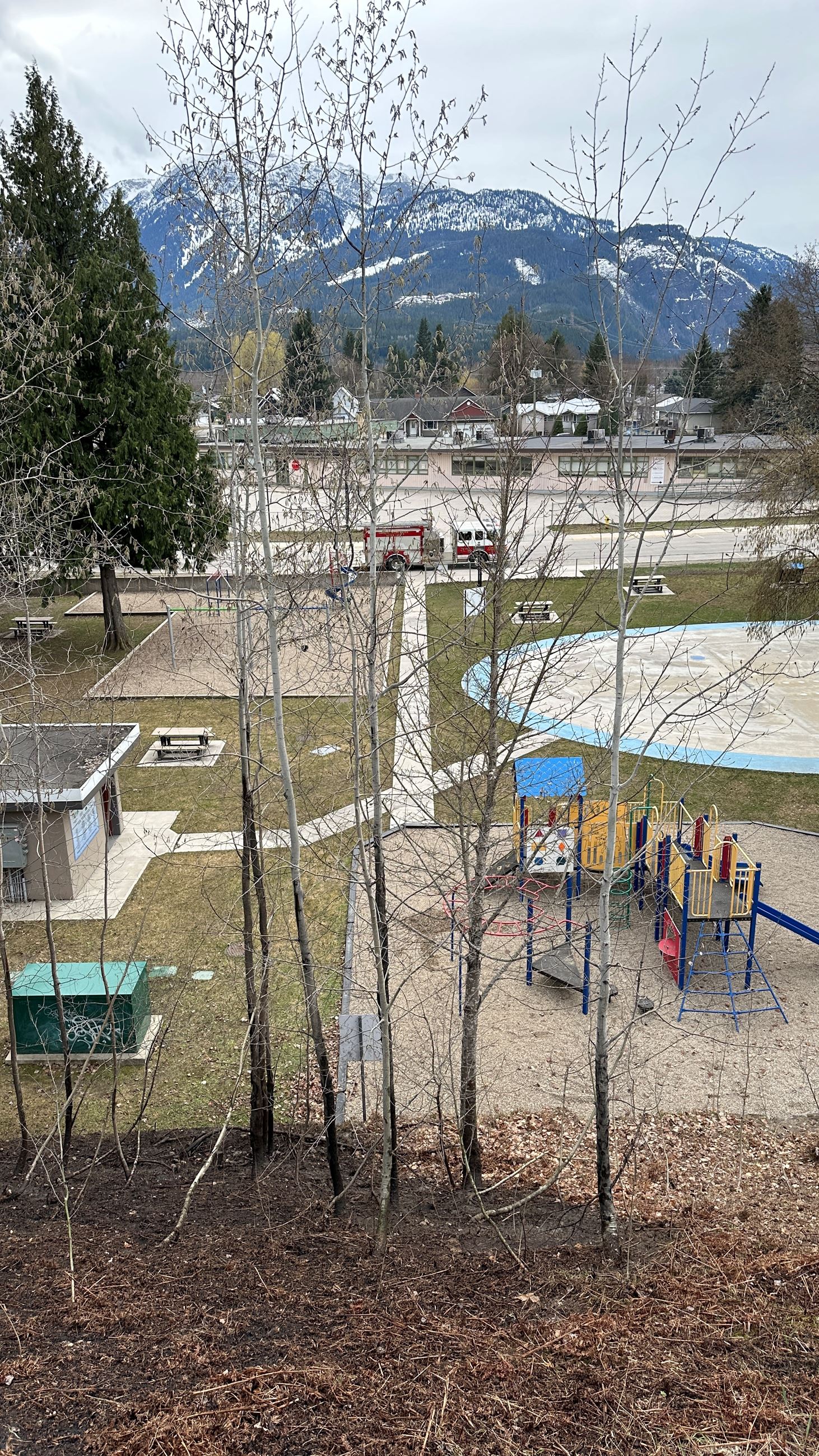 Brush Fire Encroaching on Playground