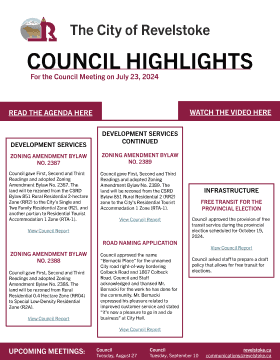 Council Highlights for July 23, 2024 Council Meeting (PDF)