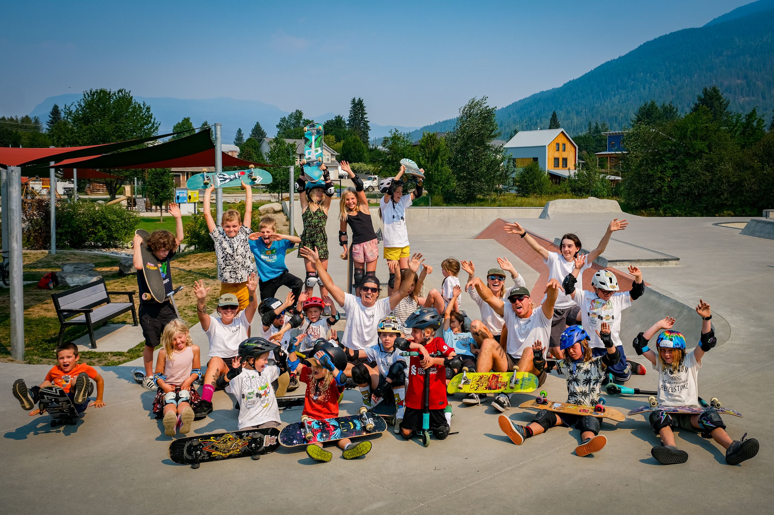 Group Photo of Students and Teachers at Skate Camp