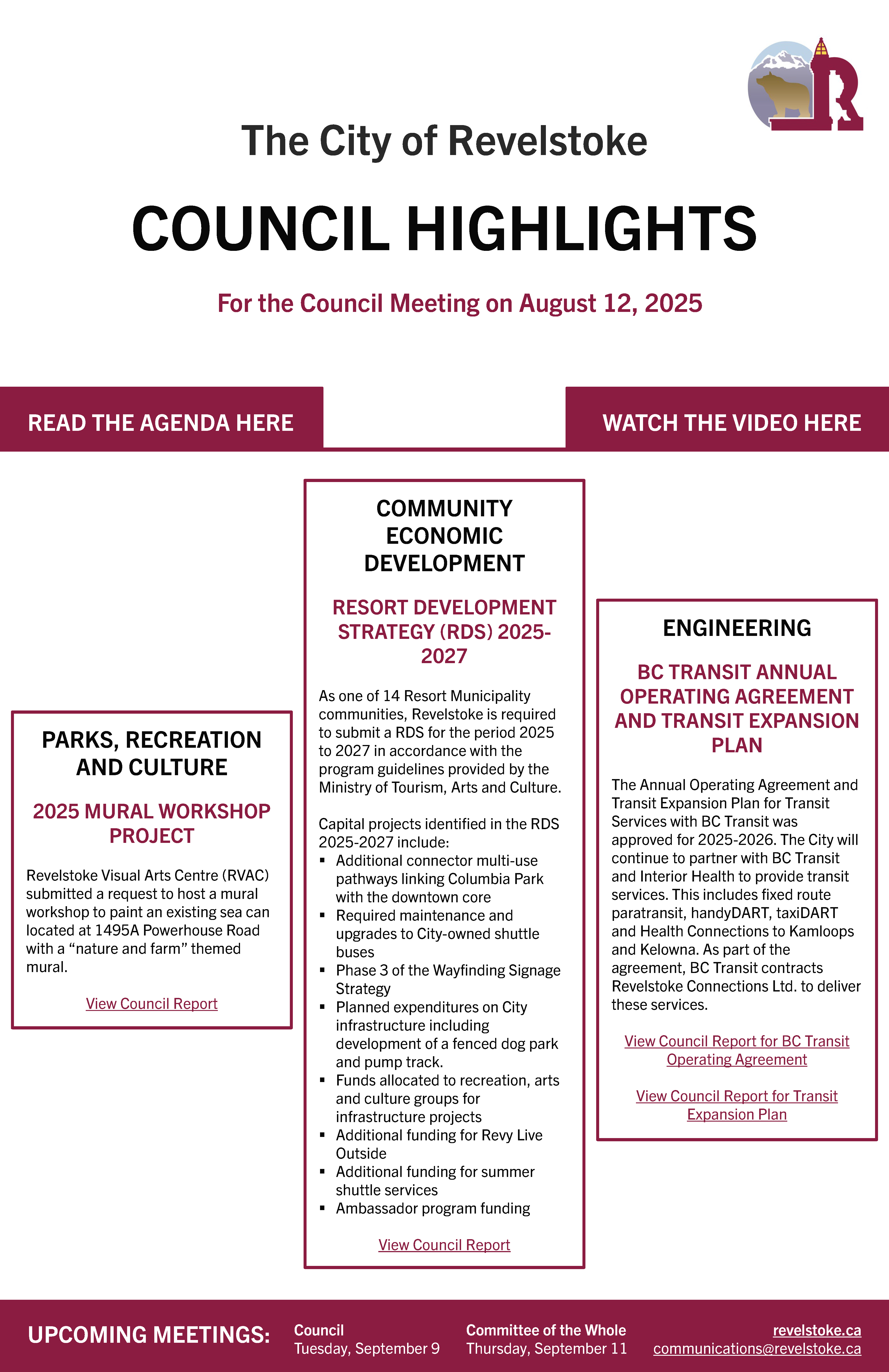 Council Highlights for August 12, 2025 Council Meeting (PDF)