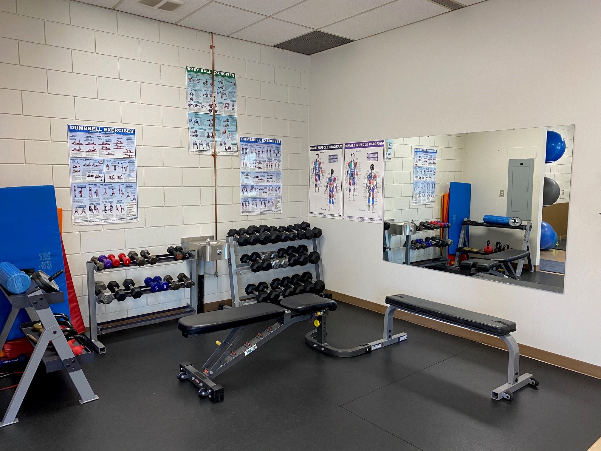 Free weights area at the Revelstoke Fitness Centre